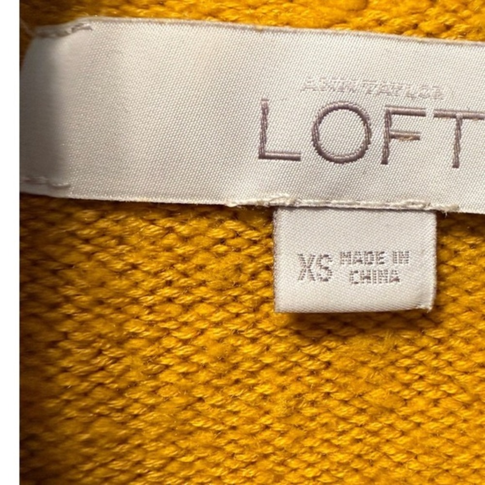 LOFT‎ Mustard Yellow Turtleneck Sweater XS Oversized Cotton Wool Blend 90-49 - Picture 6 of 13